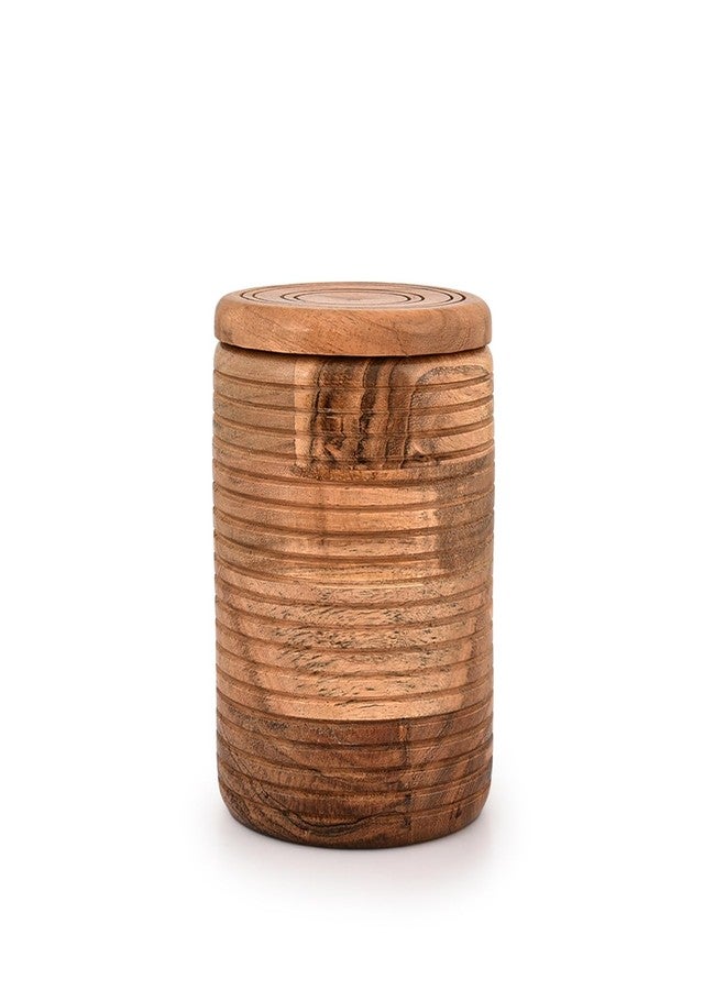 Kaizen Casa Food Jars & Canisters Acacia Wood round wooden storage jar with Lid for Sugar,Tea,Coffee,Snack,Spice,Herbs (4.5"X 4.5" X 6") - Image 2